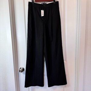 NWT Zara Pleated Trouser Women Small Black High Rise Wide Leg Office Work Pants